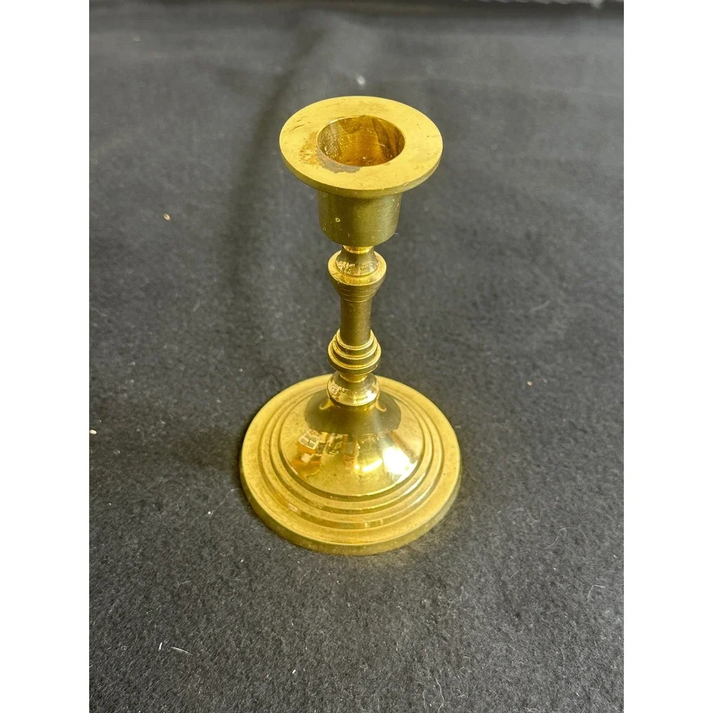 Vintage Solid Brass Candlestick Holder Made in India Taper Candle Stand 5.5 Inch
